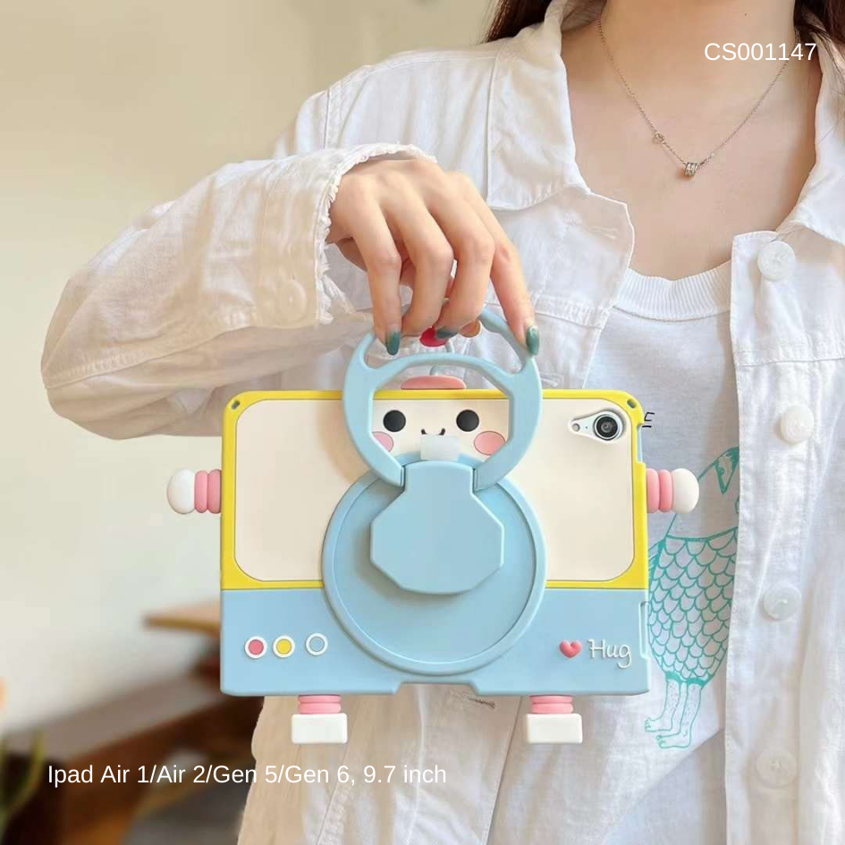 Ốp Ipad Air 1/Air 2/Gen 5/Gen 6, 9.7 inch Robot dễ thương Hug