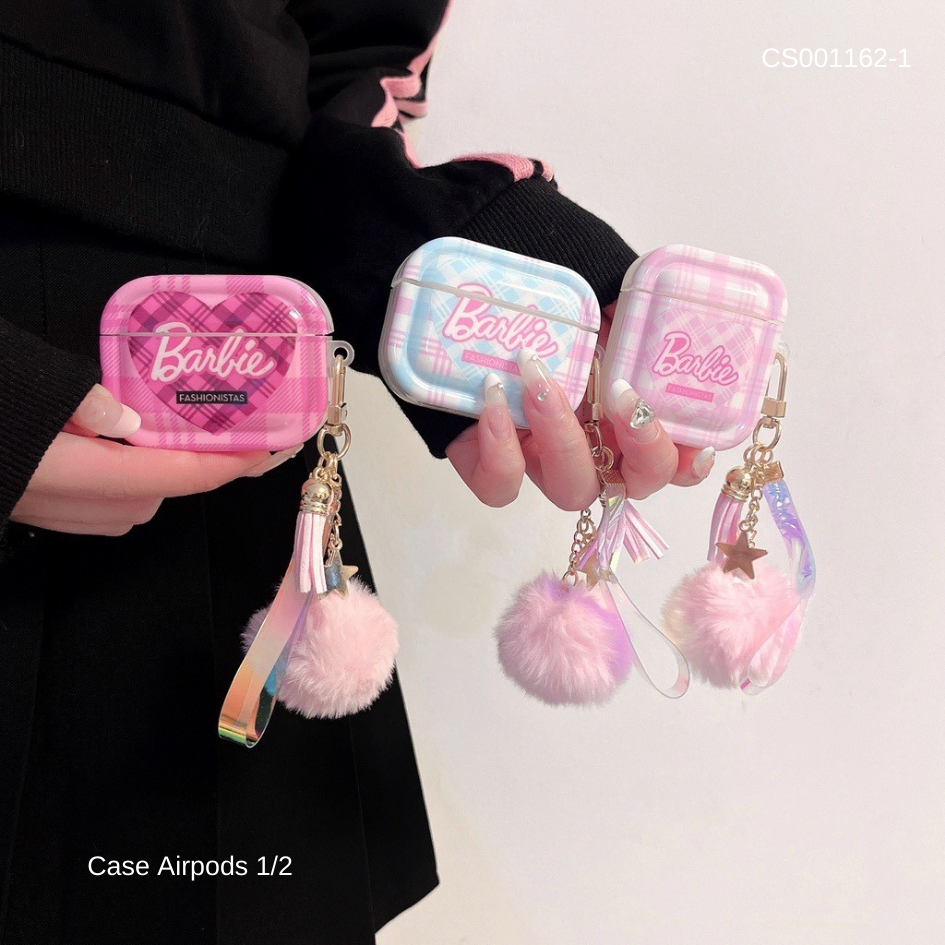 ** Case Airpods 1/2 chữ Barbie kèm tua rua bông
