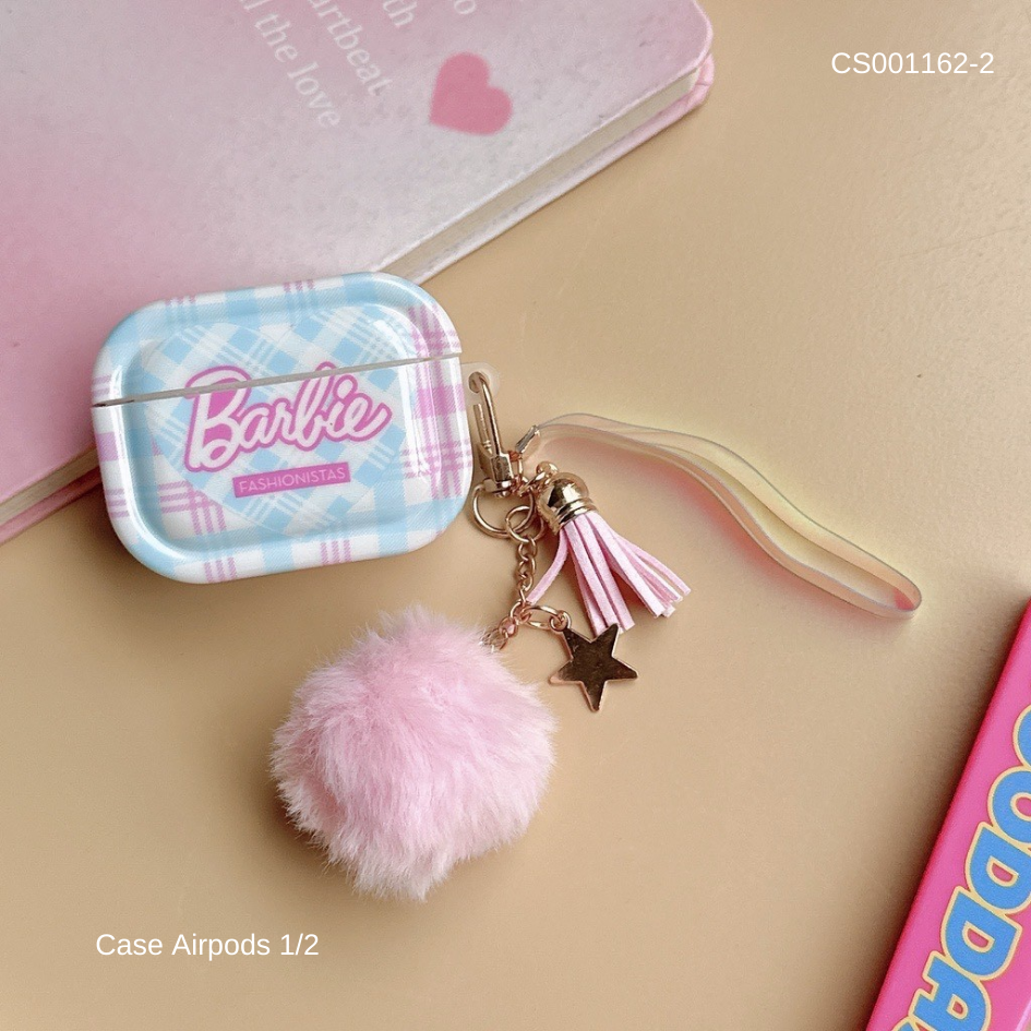 ** Case Airpods 1/2 chữ Barbie kèm tua rua bông