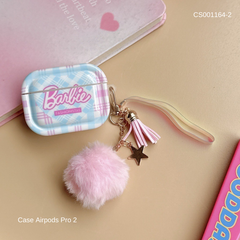 ** Case Airpods Pro 2 chữ Barbie kèm tua rua bông