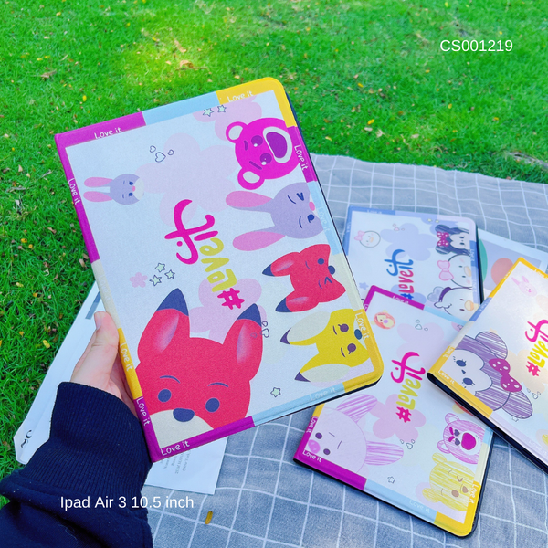 Bao da Ipad Air 3/Pro 10.5 hình Love it Cáo đỏ và Thỏ, Gấu dâu