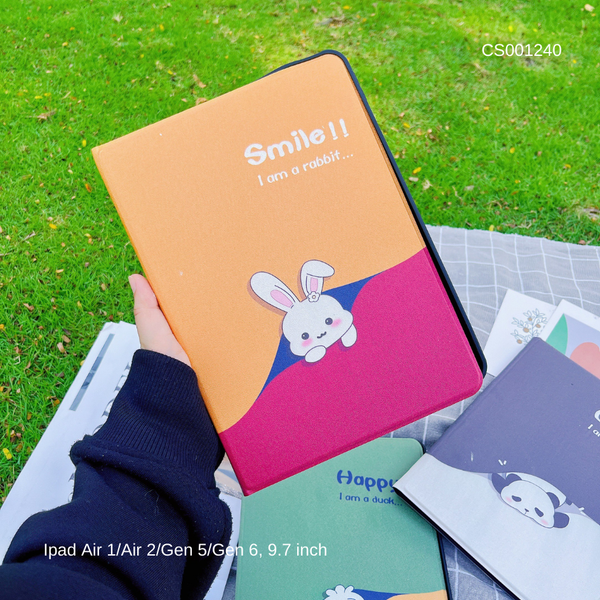 Bao da Ipad Air 1/Air 2/Gen 5/Gen 6, 9.7 inch Thỏ smile, I am a Rabbit