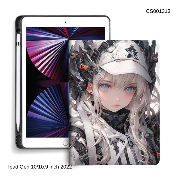 Bao da Ipad Gen 10 cô gái cô gái nón trắng
