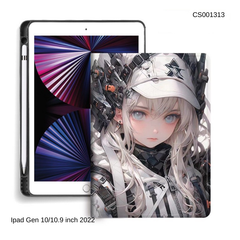 Bao da Ipad Gen 10/10.9 inch 2022 cô gái cô gái nón trắng