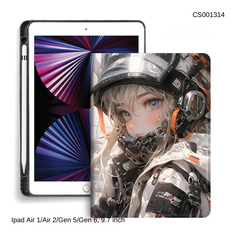 Bao da Ipad Air 1/Air 2/Gen 5/Gen 6, 9.7 inch cô gái trang phục moto