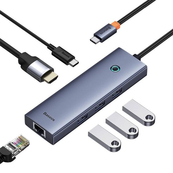 Hub chuyển Type C Baseus UltraJoy 6 in 1Hdmi 3U PD RJ45