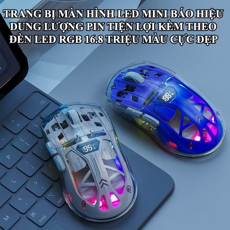 Chuột không dây + BT Freewolf A2 trong suốt