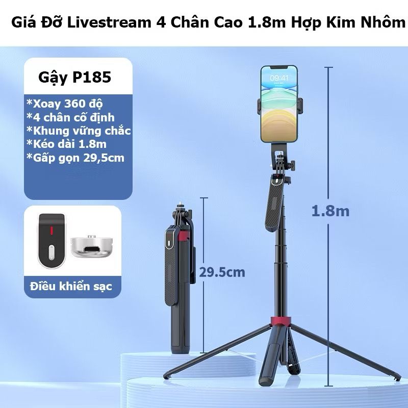 Gậy chụp hình đa năng P185 1.85m