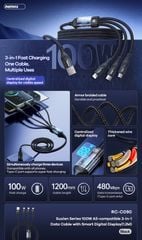 Cáp 3 đầu Remax RCC090 100W có led 1.2m