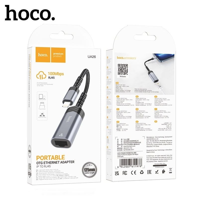 Cáp chuyển Lightning to Lan Hoco UA26