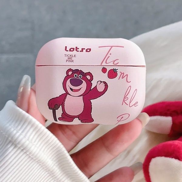 Case Airpods 3 Lotso và 2 trái dâu hồng nhạt