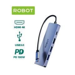 Hub chuyển Type C Robot HT255S 5 in 1 Hdmi 3U 1C