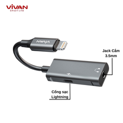 **Jack chuyển Vivan VAL01 lightning ra lightning + 3.5mm