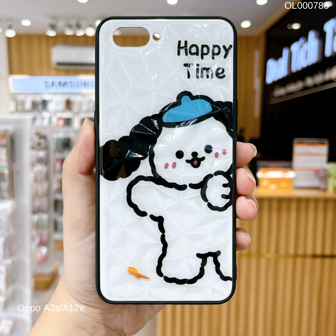 Ốp Oppo A3s/A12e Lưng kính nhiều hình vân 3D vỡ