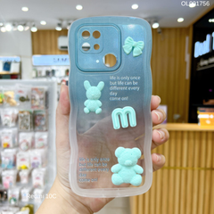 Ốp Xiaomi Redmi 10C dẻo loang màu đính sticker viền sóng