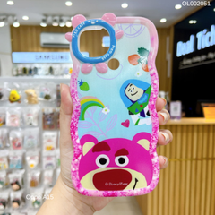 Ốp Oppo A15 dẻo in hình tai gấu viền sóng