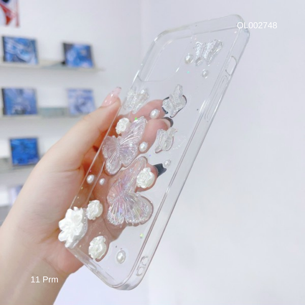 Ốp IP 11 Pro Max Lưng trong nhũ đính sticker