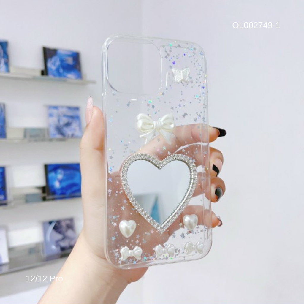 Ốp IP 12/12 Pro Lưng trong nhũ đính sticker