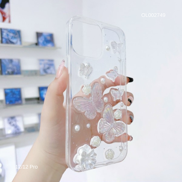 Ốp IP 12/12 Pro Lưng trong nhũ đính sticker