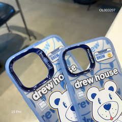 ** Ốp IP 15 Pro nhám bạc Drew house kèm giá đỡ