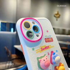 ** Ốp IP 15 Pro da sần đính sticker Sweet Toy story