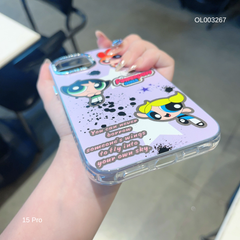 ** Ốp IP 15 Pro lưng cứng viền dẻo Powerpuff Girls