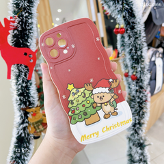 ** Ốp iPhone 11 Pro dẻo in Cây thông và Gấu viền lượn sóng