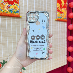 ** Ốp Oppo A15/A15s dẻo tráng gương hình 3 Black Coal