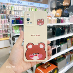 ** Ốp Oppo A55 4G dẻo Cute Bear vàng viền trong