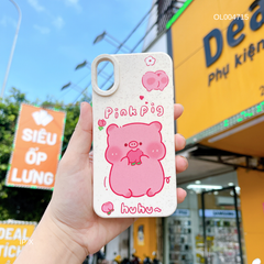 ** Ốp IP X dẻo lúa mì in Pink Pig