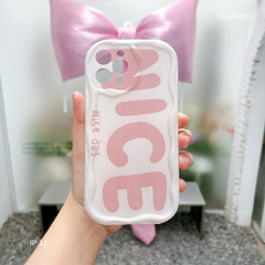 ** Ốp IP 11 6.1 Lưng in Nice hồng viền sóng nổi