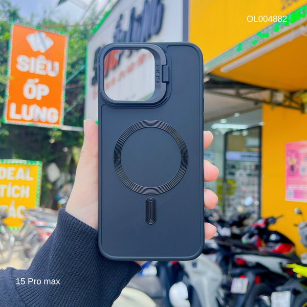 ** Ốp IP 15 Pro Max Silicon Magsafe camera giá đỡ