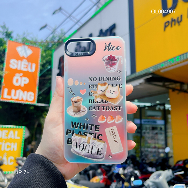 ** Ốp IP 7+/8+ nhám phản quang in chữ Vogue/Nice