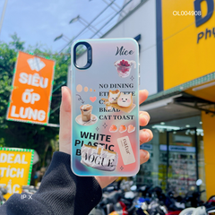 ** Ốp iPhone X nhám phản quang in chữ Vogue/Nice