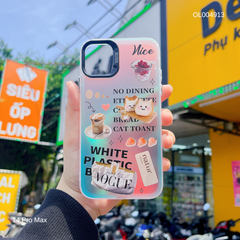 ** Ốp IP 14 Pro Max nhám phản quang in chữ Vogue/Nice