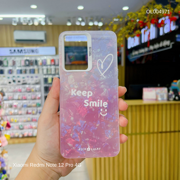 Ốp Xiaomi Redmi Note 12 Pro 4G vân đá thạch anh in Keep smile