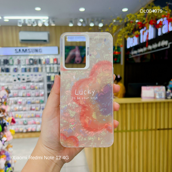Ốp Xiaomi Redmi Note 12 4G vân đá thạch anh in Lucky hoa