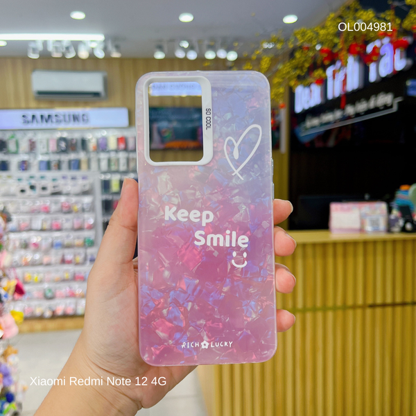 Ốp Xiaomi Redmi Note 12 4G vân đá thạch anh in Keep smile