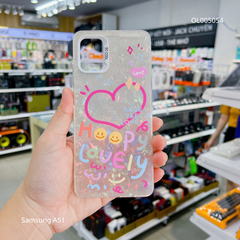 Ốp SS A51 vân đá thạch anh in Happy lovely