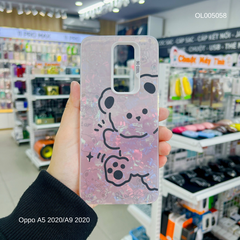 Ốp Oppo A5 2020/A9 2020 vân đá thạch anh in Gấu đen