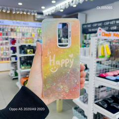 Ốp Oppo A5 2020/A9 2020 vân đá thạch anh in Happy nền vàng