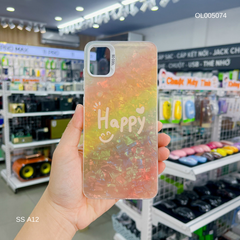 Ốp SS A12 vân đá thạch anh in Happy nền vàng