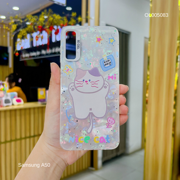 Ốp SS A50/A50s/A30s vân đá thạch anh in Rich nice cat