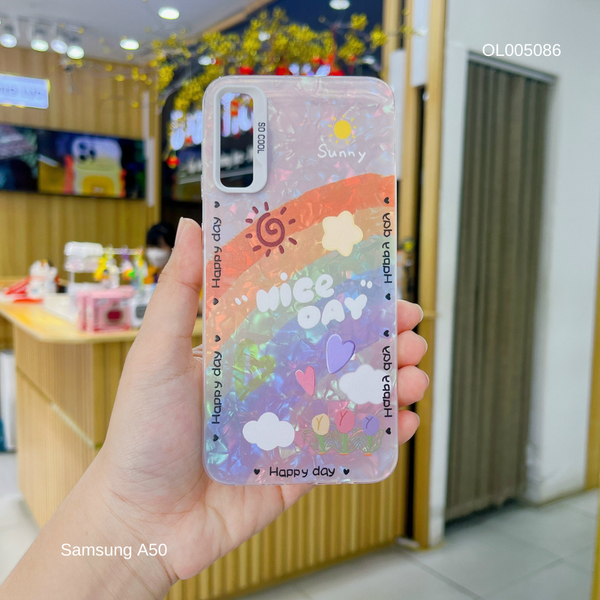 Ốp Samsung A50/A50s/A30s vân đá thạch anh in Happy nice day