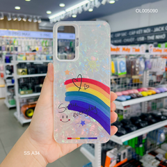 Ốp SS A34 vân đá thạch anh in Smile cầu vồng