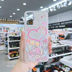 Ốp Vivo Y20 vân đá thạch anh in Happy lovely