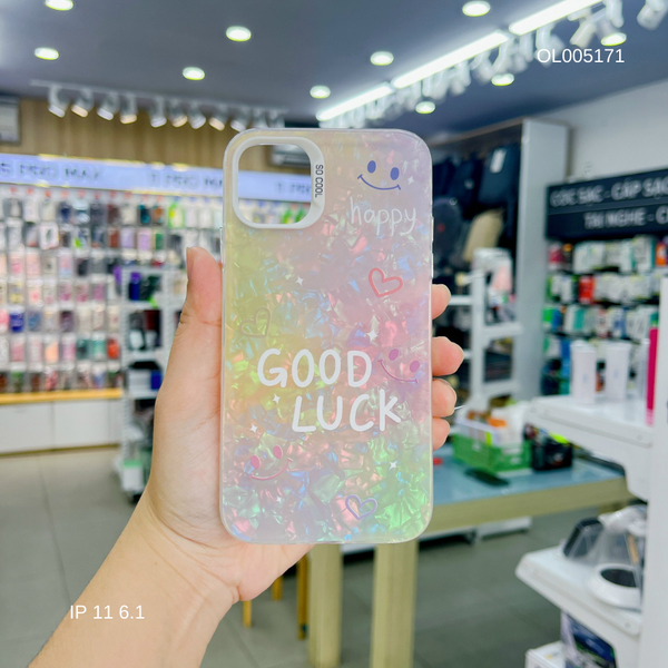Ốp IP 11 6.1 vân đá thạch anh in Good luck