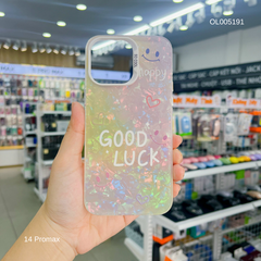 Ốp IP 14 Pro Max vân đá thạch anh in Good luck