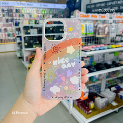 Ốp IP 14 Pro Max vân đá thạch anh in Happy nice day