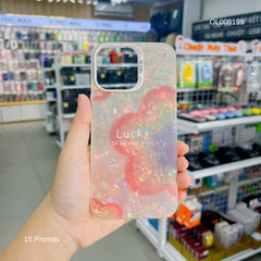 Ốp IP 15 Pro Max vân đá thạch anh in Lucky hoa